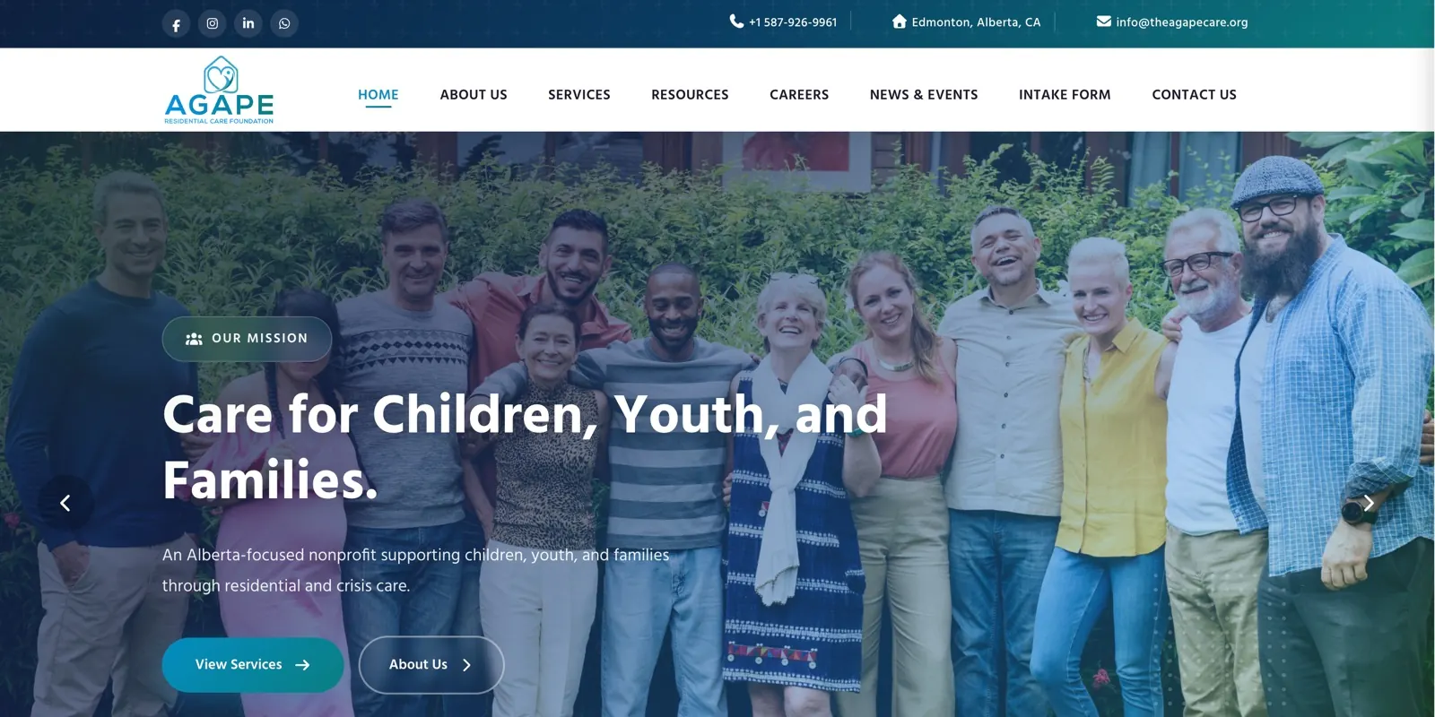 Agape Residential Care Foundation website: Care for Children, Youth and Families