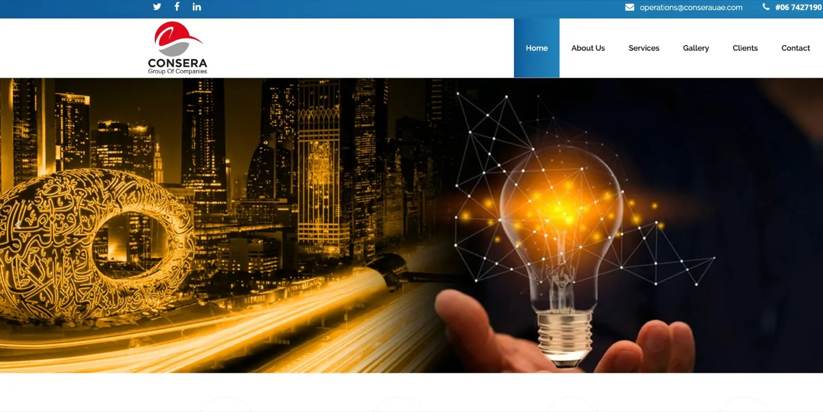 Consera Group of Companies website with Electrical, Mechanical, Engineering and Manpower services