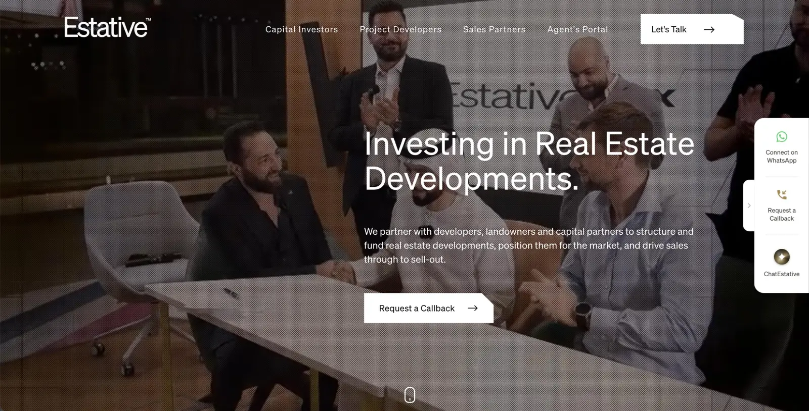 Estative website hero: Investing in Real Estate Developments