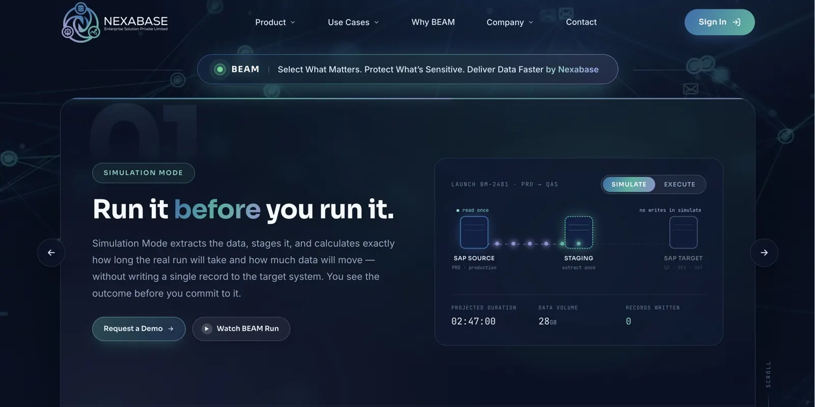 Nexabase Beam website: Run it before you run it