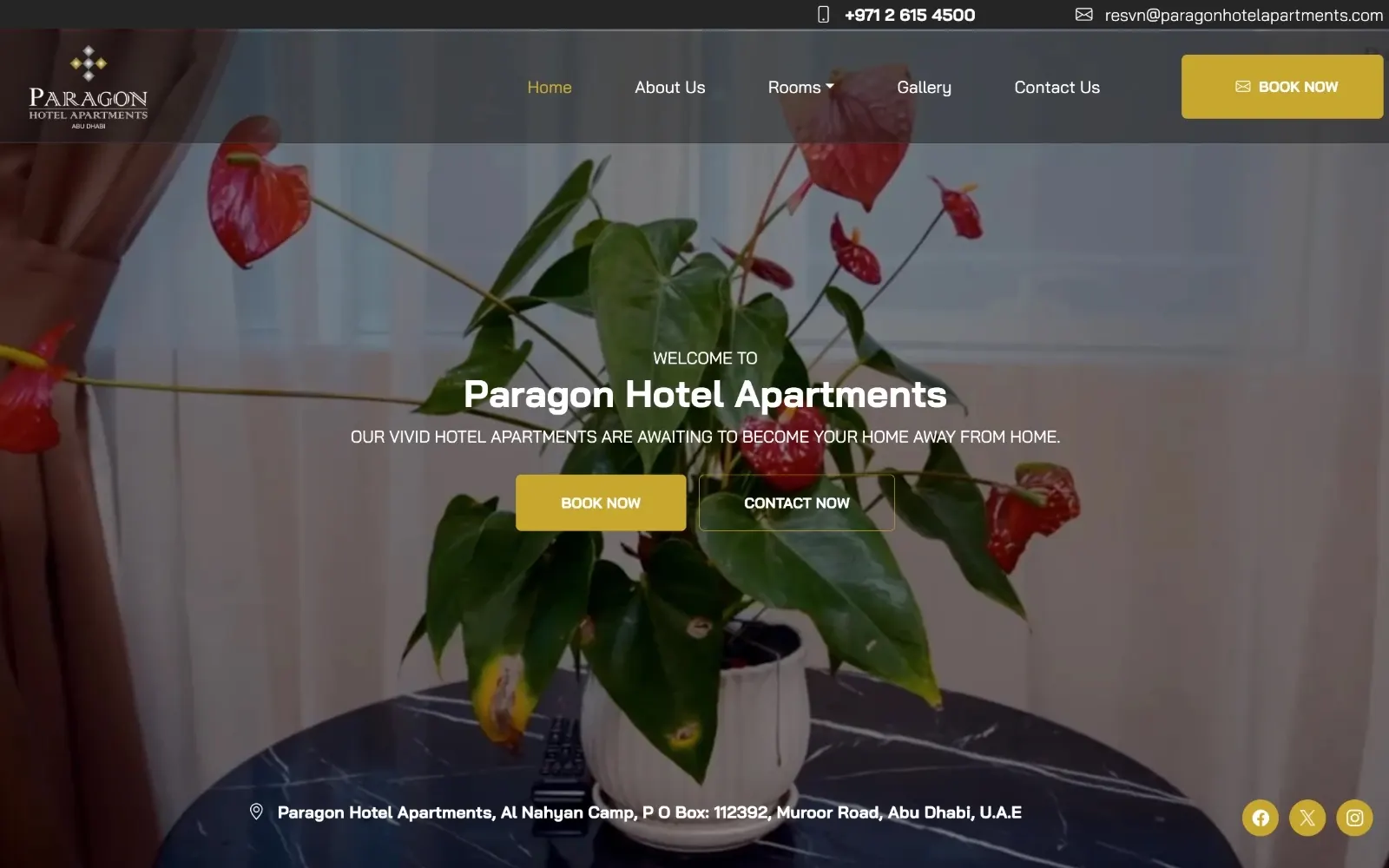 Paragon Hotel Apartments website hero: Welcome to Paragon Hotel Apartments