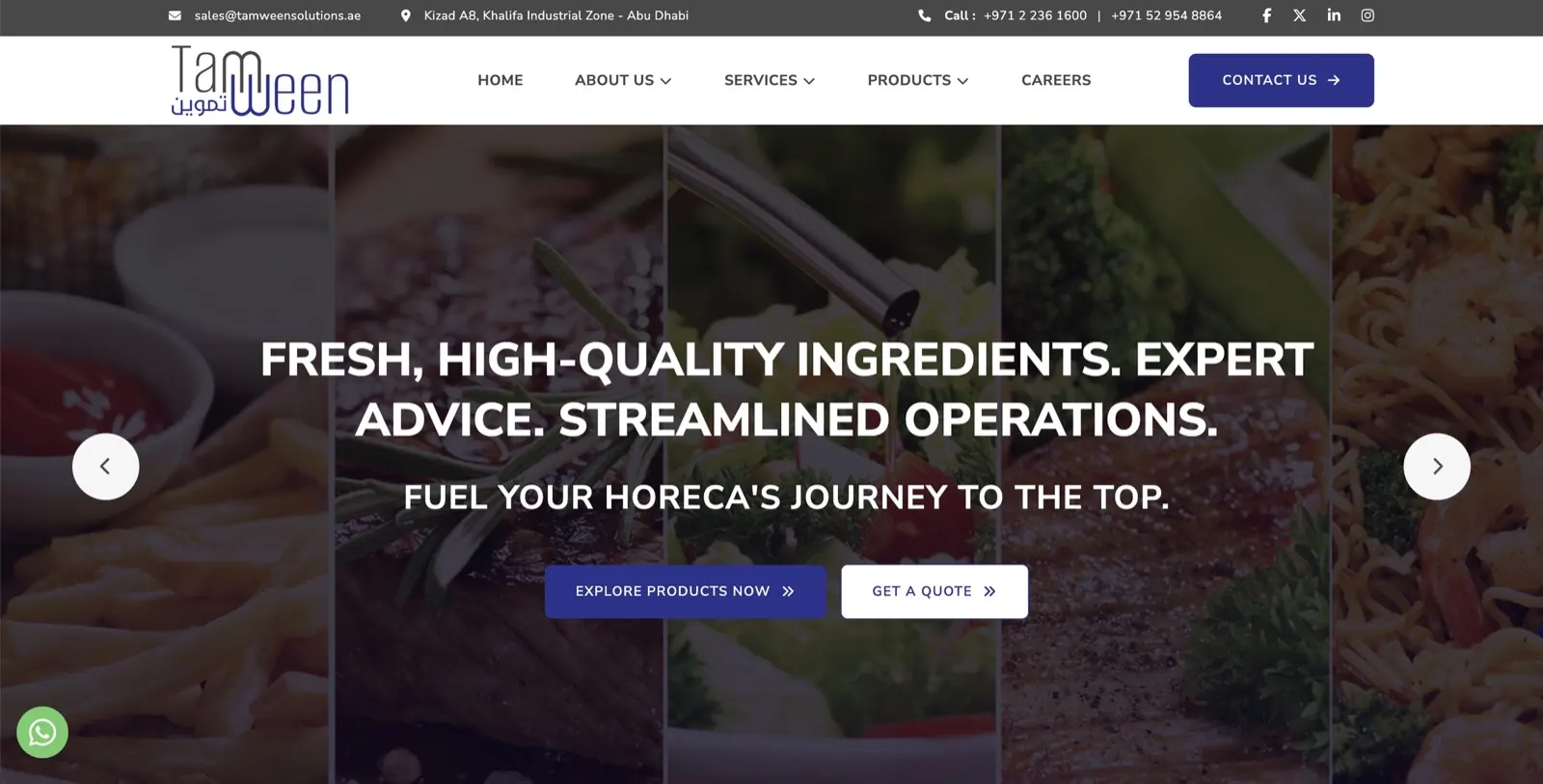 Tamween Solutions website: Fresh, high-quality ingredients, expert advice, streamlined operations